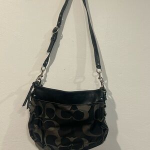 Coach Black and Brown Signature Shoulder Bag
